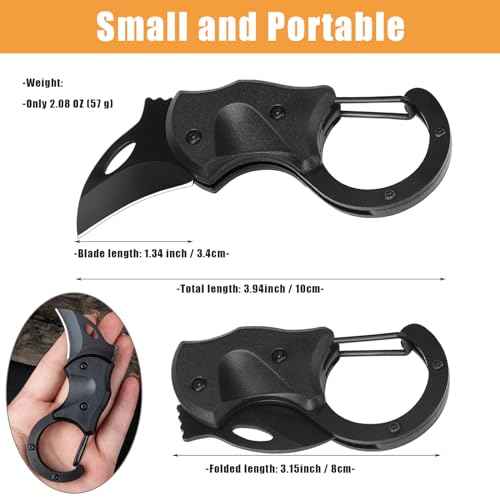 Small Folding Pocket Knife for Men, EDC Knife with Carabiner Design and Stainless Steel Blade, Mini Knives Gadgets Box Cutter for Everyday Carry, Gift for Men (1)