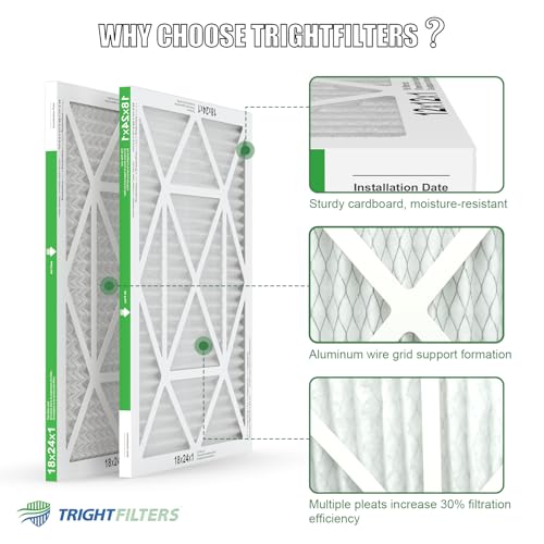 TRIGHTFILTERS 18x24x1 Air Filter Pack - MERV 8 Pleated HVAC Furnace Filter