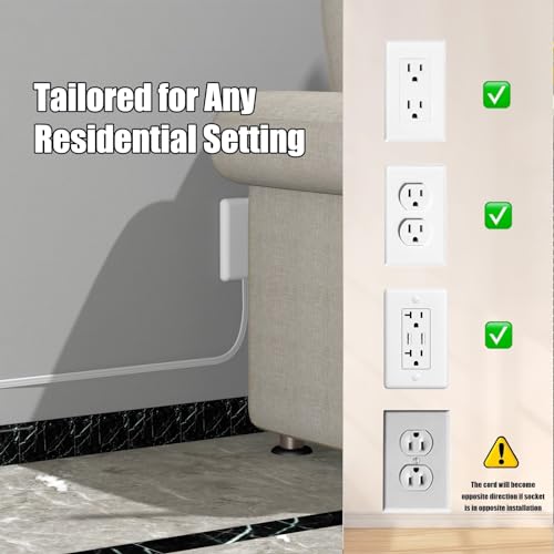 CABOCASA 3FT Flat Plug Extension Cord Power Strip 3 Outlets White-Down
