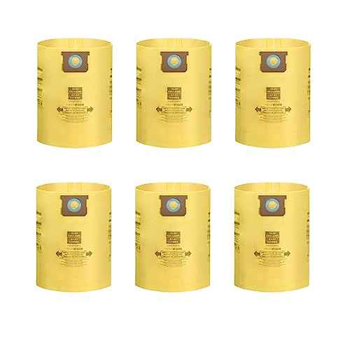 6 Pack Vacuum Bags Compatible with shop vac 15-22 gallon Dust Collection Filter Bag Type J Double layer Replace Part 90673 9067300