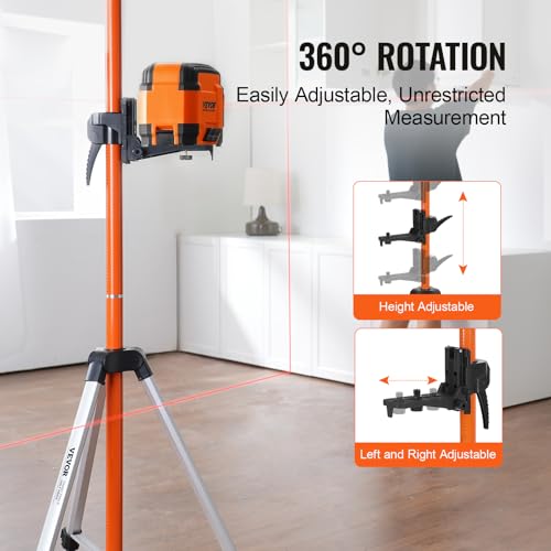 VEVOR Extendable Laser Level Tripod with 1/4"-20 & 5/8"-11 Mounts, 40.94"-133.85" Heavy-Duty Aluminum
