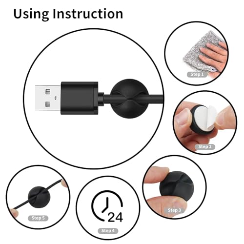 Black Adhesive Cable Clips 12 Pack - Wire Organizer for Desk & Home
