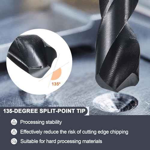 uxcell 14mm Drill Bit 1/2" Reduced Shank 4341 High-Speed Twist HSS Nitriding Black 135¡Æ for Light-Duty Soft Metal Aluminum Alloy Wood Plastic