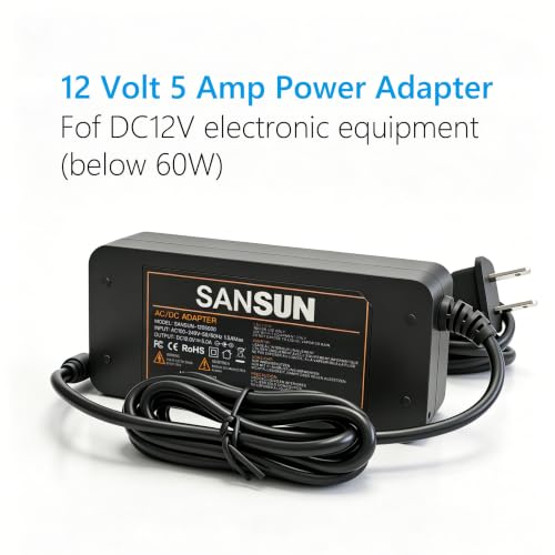 12V 5A Power Supply Adapter for LED Lights, CCTV, HDD - Pack of 1