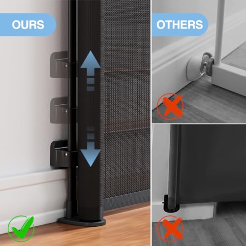 PRObebi Retractable Baby & Pet Gate Black 34" Tall x 54" Wide - No Trip Hazard