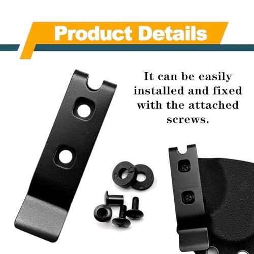 2 Set Knife Sheath Belt Clip Reliable 420 Stainless Steel Kydex Belt Clip with Screws for Kydex Sheath, Black