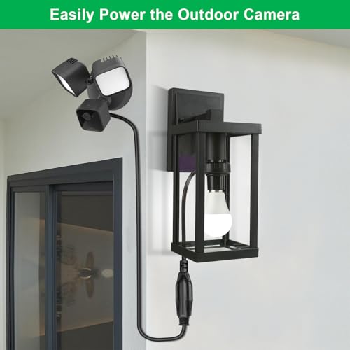 UYODM 1 Pack 3 in 1 Light Socket Outlet Adapter with Extension Cord - Supports E26/E27, 3-Prong, Black (Variation 1)