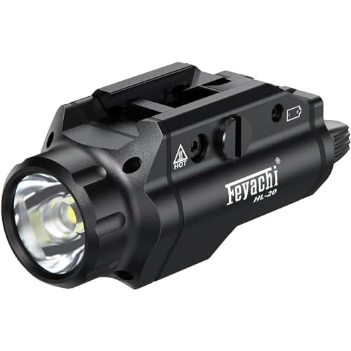 Feyachi HL-20 Pistol Light 1500 Lumen Upgrade LED Weapon Light Compact Rail Mounted Handgun Tactical Flashlight Rail Locating Keys for Picatinny, Black