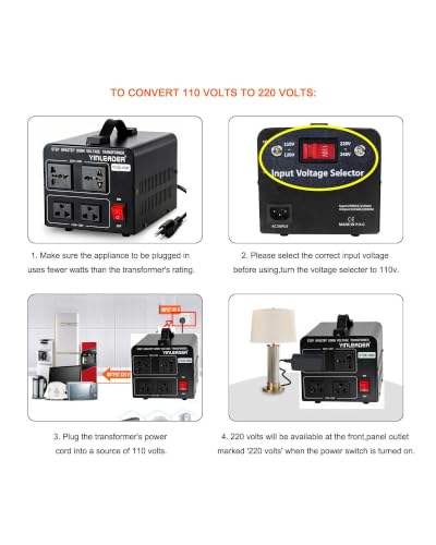 Yinleader 1500W Voltage Converter Transformer 110V/220V Power Adapter