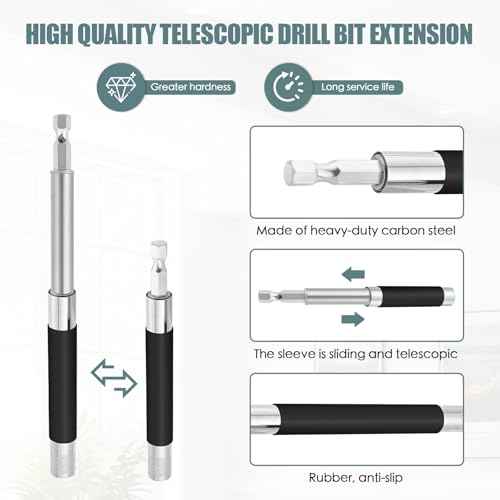 Drill Bit Holder 3.1/4.7/5.5¡¯¡¯, Drill Bit Extension 4 Pcs, Magnetic Bit Holder 1/4¡¯¡¯ Hex, Drill Extension Bit Holder Carbon Steel with Telescopic Sleeve for Screwdriver Bit Nut Socket by XIOGZAXI