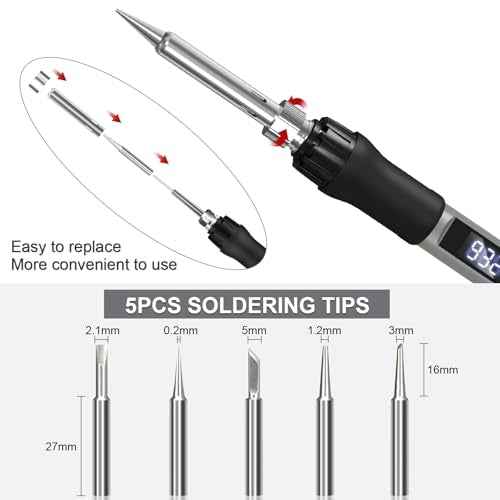 Soldering Iron Kit, 100W Soldering Gun with LED Digital Display, Adjustable Temperature 356-932¢µ Solder Kit for Electronics,Grey