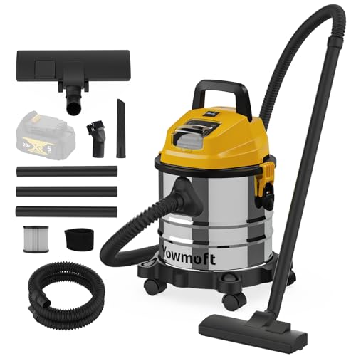 YOWMOFT 4 Gallon Cordless Wet Dry Shop Vacuum Compatible with DeWalt 20V Batteries