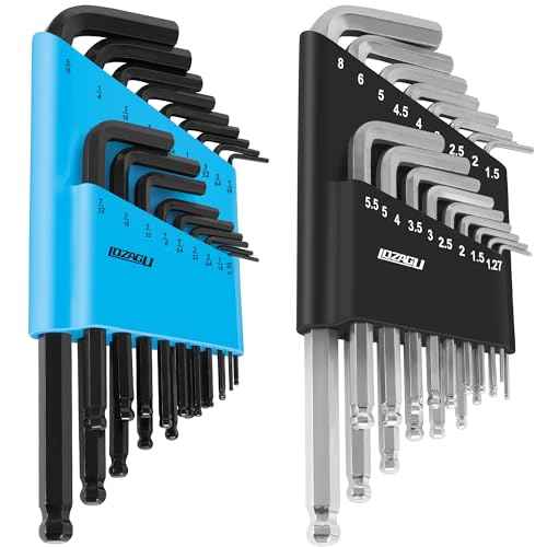 36-Piece Hex Key Allen Wrench Set with Ball End - SAE/Metric Sizes and 2 Storage Cases (Blue/Black)