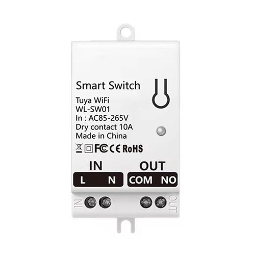 Bloepum Tuya Smart WiFi Dry Contact Switch Module 10A Home Universal DIY Breaker Relay Work with Smart Life AC 85-265V