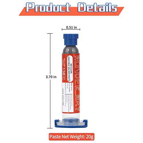 Wonderway Sn42/Bi58 T4 Lead Free Solder Paste No Clean, 138¡É Melting Point (20g)