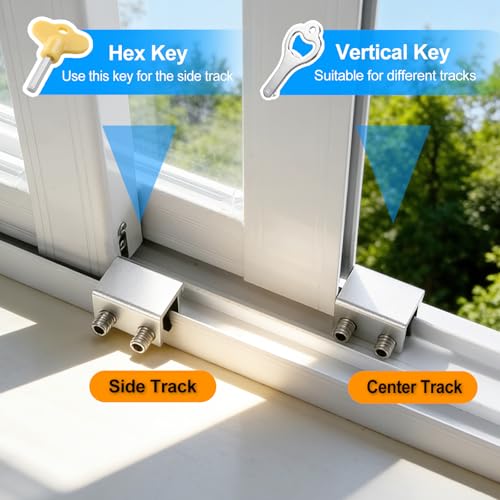 Silver 4 Sets Sliding Window Locks Adjustable Aluminum Security Stops