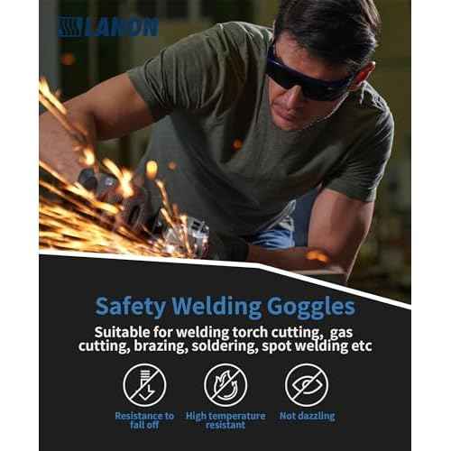 LANON Welding Safety Glasses,IR Filter Shade 5.0 Lens,Anti-Scratch & Anti-Impact,ANSI Z87.1 Double-sided Antifog,Wrap-Around Protective Safety Goggles,UV Protection
