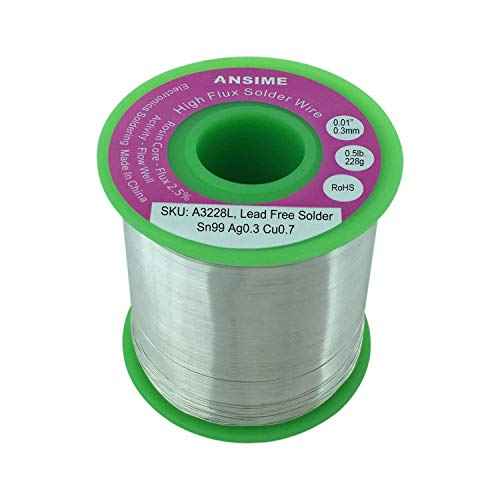 Fine Solder Lead Free Solder Wire Thin 0.3mm 0.01inch 0.5lb Rosin Core Flux Solder Wire Alloy Fine Electrical Soldering Wire Electronics Soldering RoHS Fast Melting Electric Solder