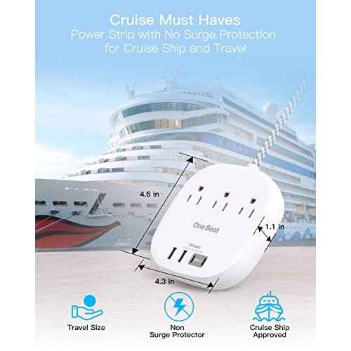 Flat Plug Power Strip, 6ft Ultra Flat Extension Cord - 3 Outlets 4 USB Ports (2 USB C) 22.5W/4.5A Desktop Charging Station, Power Strip No Surge Protection for Cruise Ship, Dorm Room Travel Essentials