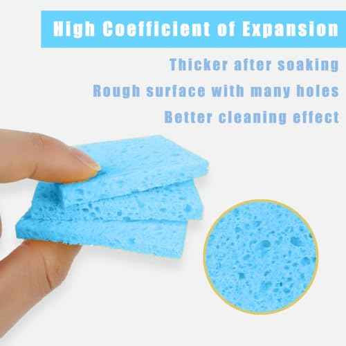 20pcs Soldering Sponge 50x35mm Square, Replacement Solder Welding Iron Cleaning Pads Blue Sponge (Thickened)