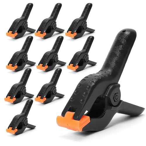ECY Spring Clamps Heavy Duty 4.5 Inch 10 Pack - Plastic Rust Proof Clamps with Non-Slip Pads for Backdrop, Crafts, Woodworking, Photography | Multipurpose Holders for Tarps, Pool Covers & Gluing