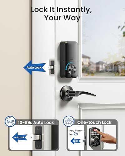 Veise KS01B Matte Black Keypad Door Lock with 2 Lever Handles Set