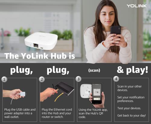 YoLink Smart Home Hub YS1603 - White Regular Hub without Battery Backup