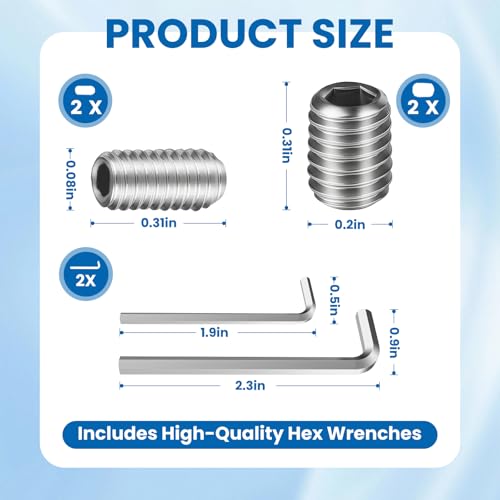 NBPLUS W11366418 Refrigerator Freezer Door Handle Mounting Set Screw (Wrench) – Stainless Steel, 2 Sizes