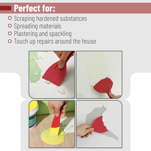 Bates- Putty Knife Set with Sanding Sponge, 10 pcs, Plastic Paint Scraper, Sandpaper Block, Putty Knives, Sandpaper Block Sander, Spackle Tool, Plastic Putty Knife Set