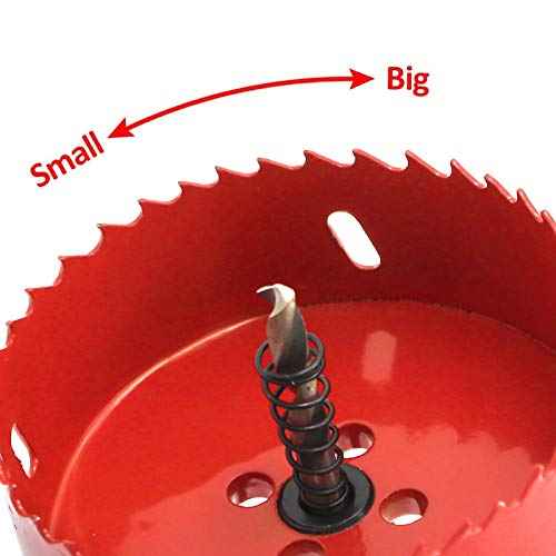 Hordion 95mm/3 3/4 inch Hole Saw Bi-Metal Saw Drilling Tool with Twist Drill Bit & L Hex Wrench for Cornhole Boards Wood Plasterboard Plywood Plastic
