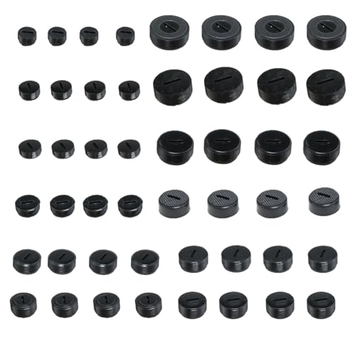 Carbon Brush Cover 48PCS 12 Sizes Black Plastic Carbon Brush Holder Caps Motor Brush Cover for Electric Hammer Grinding Machine Electric Saw Electric Mill etc