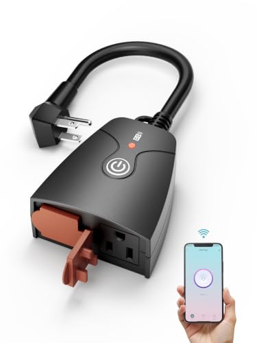 HBN Outdoor Smart WiFi Plug with 2 Outlets, Heavy Duty Timer, 1 Pack, 2.4GHz