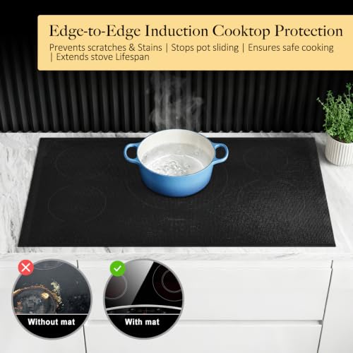 Cook's Aid 21.2x35.4in Induction Cooktop Protector Mat, Magnetic, 450°F Heat-Resistant