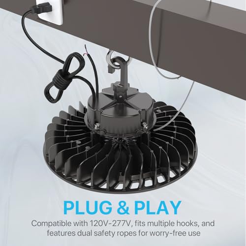 HYPERLITE 150W UFO LED High Bay Light Dimmable 21,750lm 5000K UL US Hook Cable