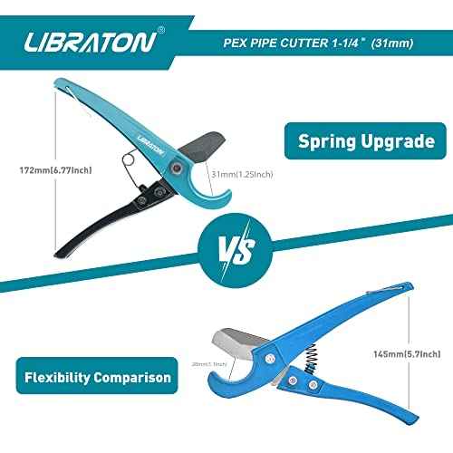 Libraton Pex Cutter 1-1/4", Pex Pipe Cutter, PEX Tube Cutter, Pex Pipe Tool, PEX Pipe Cutting Tools for PEX, PVC (Thin), PPR Plastic
