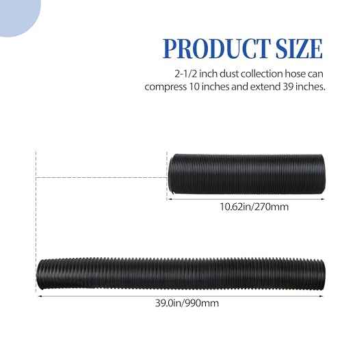 2 1/2'' x 36'' Dust Collection Hose Flexible for Drill Press, Woodworking and Wood Shop Dust Collection System 2.5 Inch Dust Collector Hose 1Pcs
