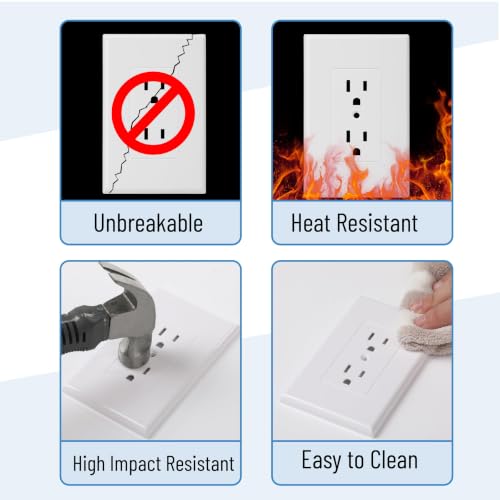 Bates Choice 1-Gang Duplex Wall Plate 3.18x4.98 Inches White 10 Pack