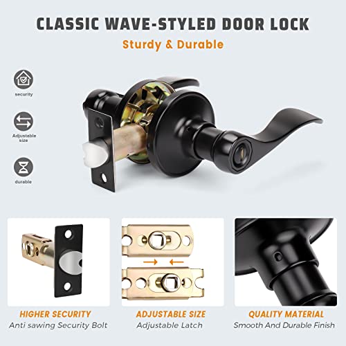 KNOBWELL 10 Pack Black Privacy Door Levers Interior Door Knobs Reversible