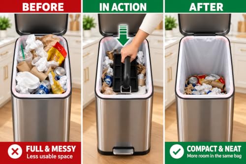 Waste Smasher Handheld Trash Compactor - Reusable Kitchen Garbage Tamer with Wide 6x10
