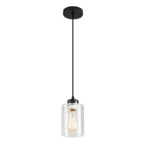 CAFULAM Modern Black Farmhouse Pendant Light with Glass Shade,Industrial Pendant Lighting, Adjustable Hanging Light Fixtures, Farmhouse Pendant Lighting