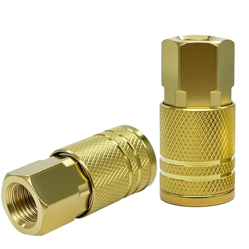 Air Compressor Quick Connect Fittings, 1/4 Inch NPT Brass Couplers and Plugs Set, Air Tool Accessories (1/4" FNPT Female)