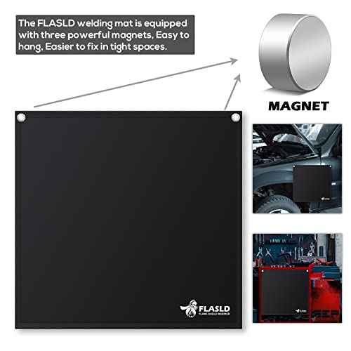 FLASLD Magnet Flame Protector for Soldering and Brazing, 18''x18'' High-Temperature PlumberPad Heat Shield, Fire Resistant Welding Mat