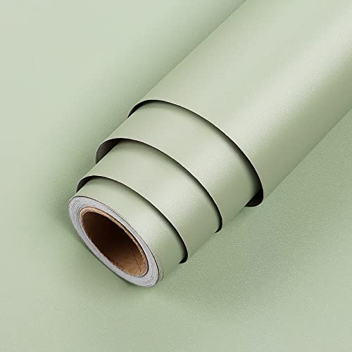 LACHEERY Sage Green Contact Paper Decorative Sage Green Wallpaper Peel and Stick Solid Textured Wallpaper Self Adhesive Vinyl Wall Paper Roll for Bedroom Wardrobe Dresser Drawer Liners 15.8" x 80"