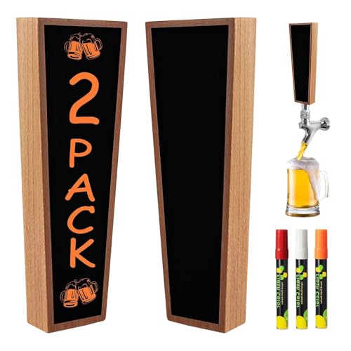 Wooden Beer Tap Handles – Chalkboard 2 Pack, Markable Keg Tap Handles