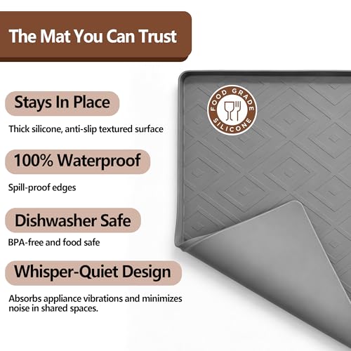 JoySil 19.7" Silicone Refrigerator Drip Tray Mat, Gray