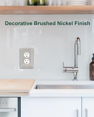 Single Duplex Switch Plate & Outlet Cover Set Brushed Nickel 6 Pack - Treewell