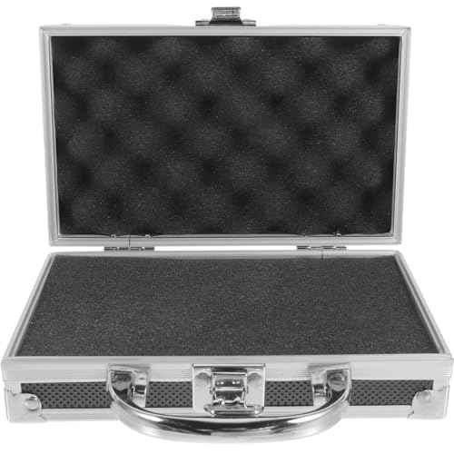 FRCOLOR Medicine Storage Lockbox Case Aluminum Alloy Thicken Briefcase with Foam Travel Compact Portable Handle Lockable Storage Box for Organization First Aid Essentials