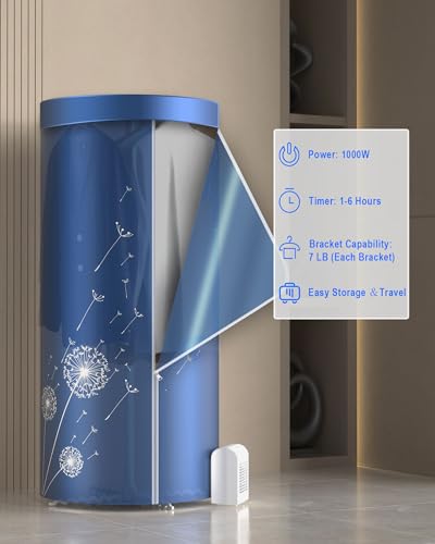 KASYDoFF Portable Clothes Dryer 46-Inch 1000W Compact Travel & Home Dryer