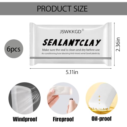 6 Pack Moldable Sealant Clay - Fast Drying Repair Putty for Pipes Walls & Gaps