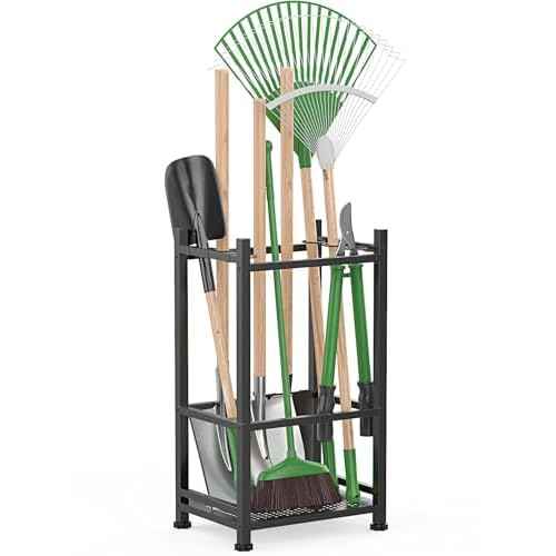 Dirza Garden Tool Organizer,Yard Tool Organizer for Garage Organization and Storage,Garden Tool Rack with 9 Loops for Garage, Shed, Outdoor,Easy Take Out and Storage,Will NOT tip over